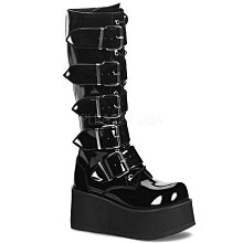 Shoes InStyle《三吋》美國品牌 DEMONIA 原廠正品龐克歌德漆皮厚底馬靴 有大尺碼『黑色』