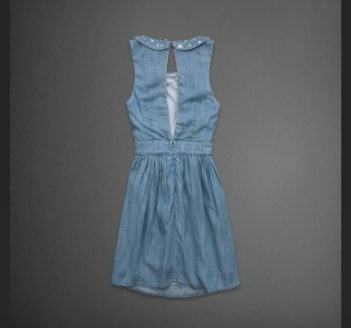 全新Abercrombie & Fitch Brittany Dress 官網限定款珠繡領牛仔小洋裝(10號）~$2380含運