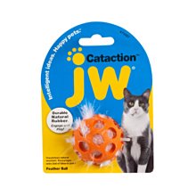 美國JW Pet 羽毛橡膠洞洞球（DK-71057） 填充內羽毛 刺激貓咪狩獵 貓玩具