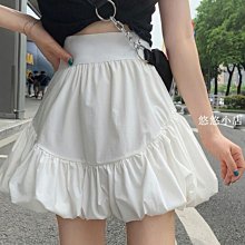 白色A字半身裙女夏季2022年新款高腰小個子蓬蓬短裙子設計感小眾-淑美小店