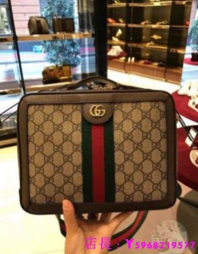 艾琳 二手正品 GUCCI 550622 Ophidia small 防水布面 復古化妝箱 肩背包 手提包 正品現貨