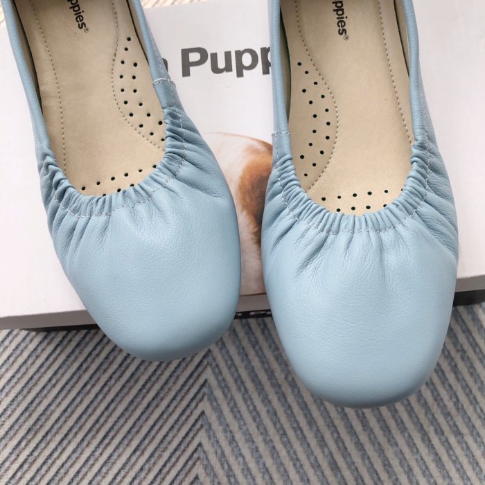 Hush Puppies暇步士單鞋女 2023 新款牛皮套腳女鞋懶人鞋女 藍色35-40