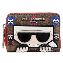 【茱麗葉精品】【全新商品】KARL LAGERFELD 卡爾 公仔印花風琴多卡夾零錢包.紅邊 現貨