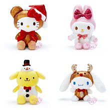 ♥小花花日本精品♥Hello Kitty美樂蒂大耳狗布丁狗 2019聖誕節限定 造型 亮片 變裝 娃娃 布偶