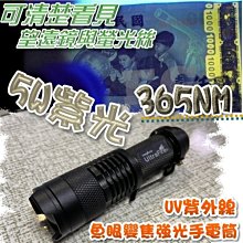 光展【單手電筒下單區】 大功率5W紫光 紫外線 UV 波長365nm 紫光驗鈔筆 驗鈔燈 魚眼手電筒