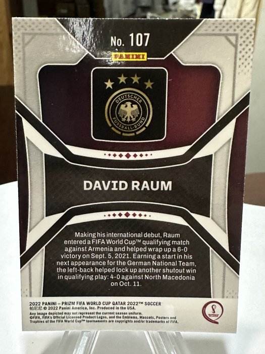 David Raum #107 世足 帕尼尼 2022 World Cup Prizm Panini 卡達 世界盃 德國