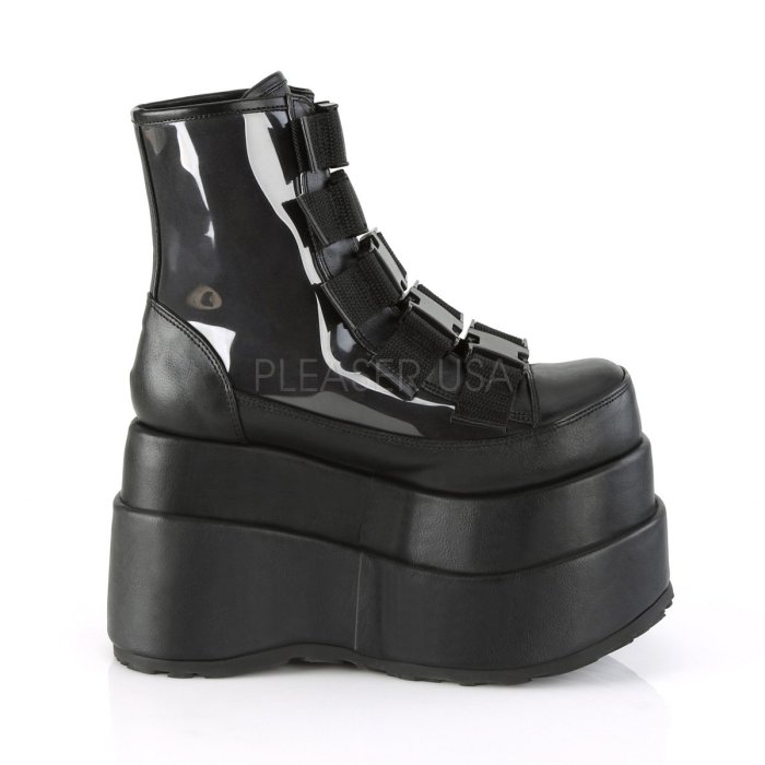 Shoes InStyle《四吋》美國品牌 DEMONIA 原廠正品龐克歌德蘿莉透明蜘蛛蝙蝠厚底楔型短靴有大尺碼『黑色』