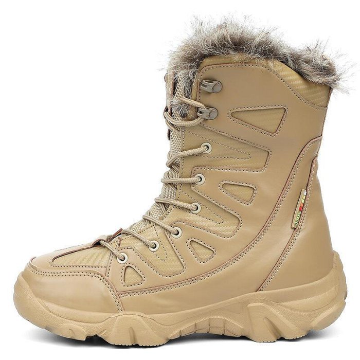 軍靴男款大碼戶外加絨保暖高幫作戰靴冬季時尚風雪地靴登山靴
