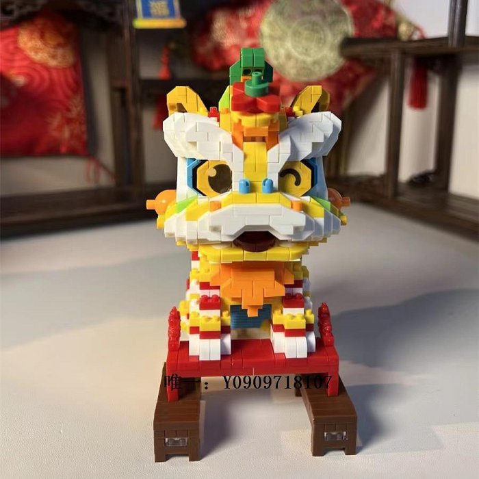 樂高玩具新年積木國潮醒獅舞獅微小顆粒拼裝玩具3D立體拼圖中國風生日禮物兒童玩具