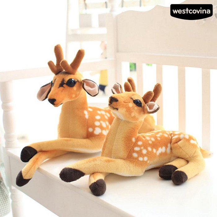 【小點點】[寵兒母嬰]  梅花鹿毛絨小鹿娃娃公仔仿真動物麋鹿兒童禮物攝影道具
