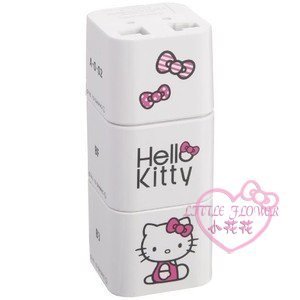 ♥小花花日本精品♥HelloKitty白底積木國際轉接充電頭各國通用出國旅行必備5313830