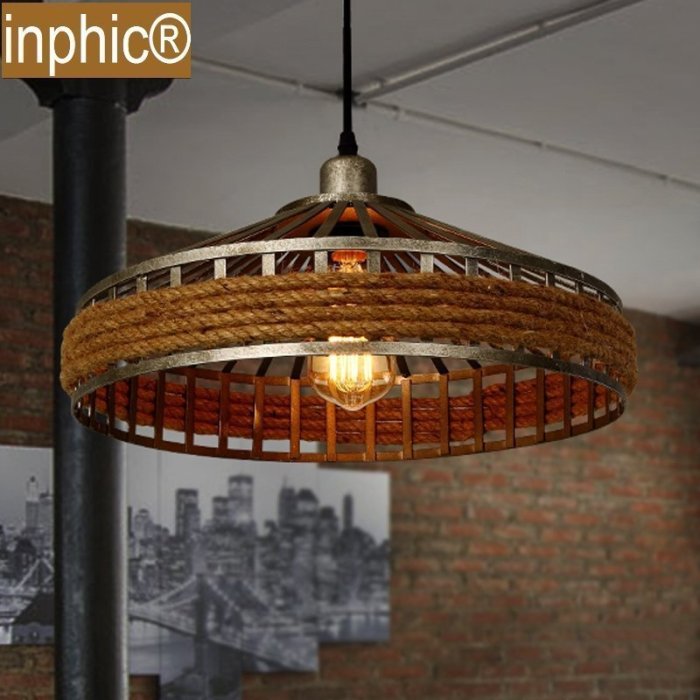 INPHIC-美式鄉村吊燈復古創意客廳燈田園麻繩工業餐廳吊燈燈具