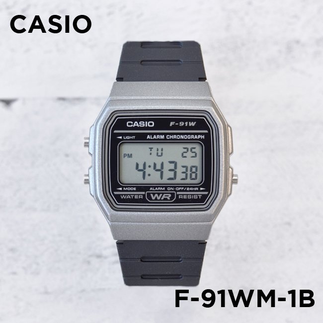 【金台鐘錶】CASIO卡西歐 復古造型 百搭 (黑灰) (學生 當兵) F-91WM-1B