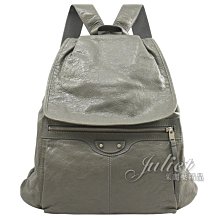 【茱麗葉精品】全新精品 BALENCIAGA 專櫃商品 340139 CLASSIC 小羊皮翻蓋束口後背包.灰 預購