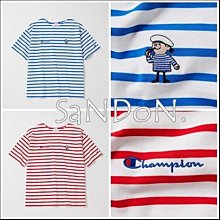 SaNDoN x『CHAMPION 』2024 SS季直營店限定係列「海洋風格」為主題的船領海洋邊框圖案/水手刺繡短TEE 240506