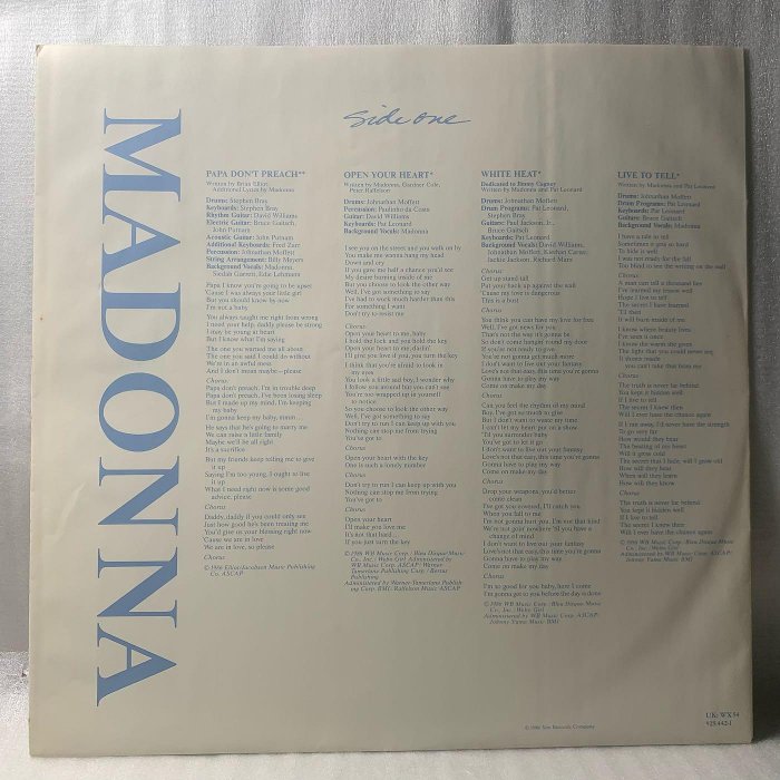 跨世紀流行音樂女皇-瑪丹娜-忠實者 二手專輯（歐洲首版）Madonna - True Blue Album Vinyl