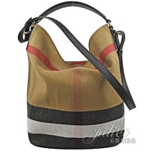 【茱麗葉精品】全新精品 BURBERRY 39457261 經典格紋棉麻兩用水桶包 千頌伊款  預購無現貨