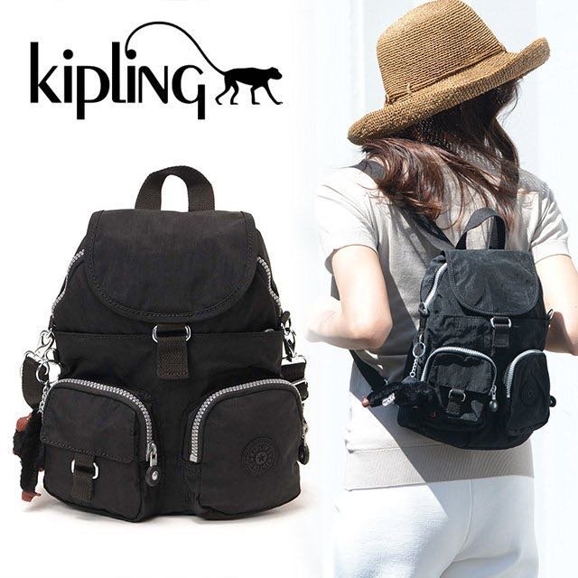 Kipling x Disney 猴子包 K13108 灰底米奇塗鴉 多口袋掀蓋拉鍊款輕量雙肩後背包 斜背/肩背/手提包 小款 限時優惠 防水 聯名系列