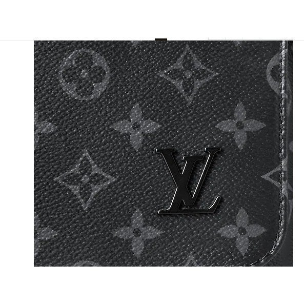 代購Louis Vuitton LV  DISTRICT PM 黑經典花紋時尚磁釦大號斜背包公文包 M44001 預購