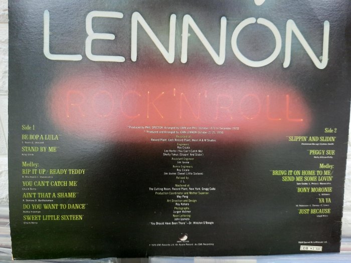 台中北屯麗之音二手黑膠唱片行 西洋流行搖滾 約翰藍儂John Lennon rock and roll