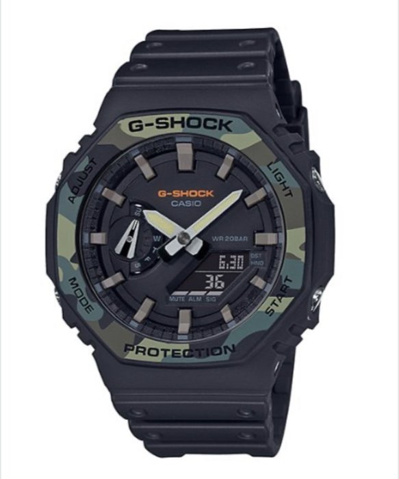 綠色款 Casio G-Shock GA-2100-1A1 手錶 200米 防水 碳纖維 超薄 雙顯 AP 皇家橡樹