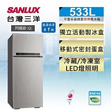 【台南家電館】SANLUX 三洋533公升變頻雙門冰箱《SR-C533BV1A》光耀銀