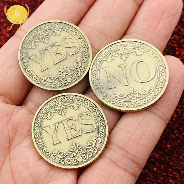 現貨熱銷-【紀念幣】雙面YES 雙面NO YES NO決策幣 單手把玩魔術幣手指解壓幸運幣25mm