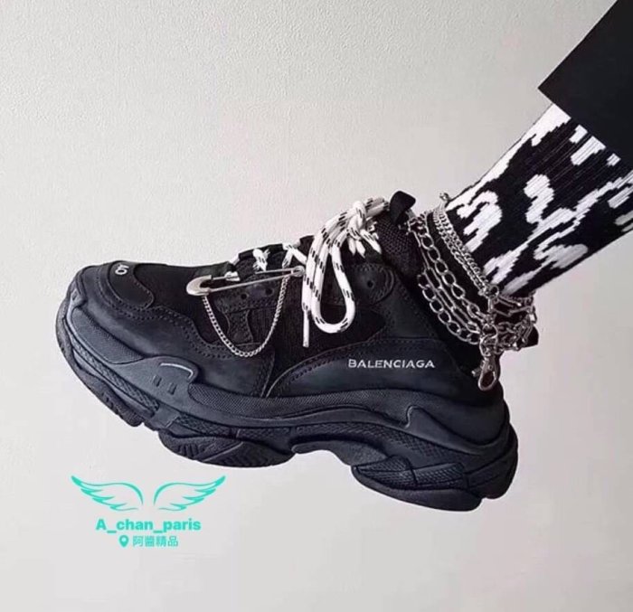 ～阿醬精品～巴黎直送🌈Balenciaga🌈配色真的太吸引人啦 Balenciaga全黑老爹鞋