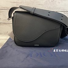 《真愛名牌精品》 Dior 1ADME130 SADDLE 黑牛皮 迷你郵差包 / 斜背包 *全新品*