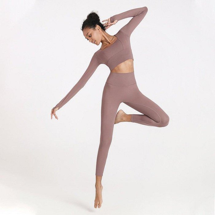 【現貨精選】 [4 種顏色] 歐美緊身長袖瑜伽服女士瑜伽服