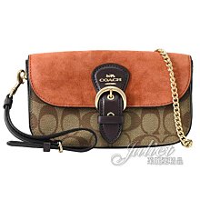 【茱麗葉精品】全新精品 COACH 專櫃商品 C5620 KLEO 經典絨面拼接皮革兩用斜背/手拿包.咖 現貨