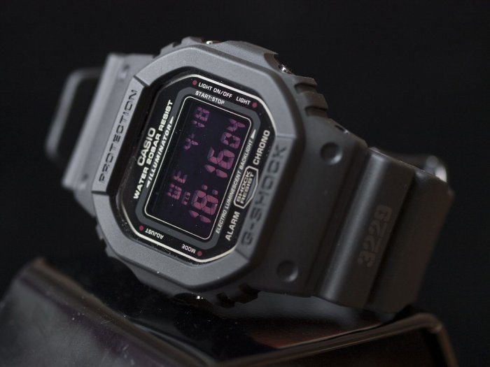 (台灣公司貨)【金台鐘錶】CASIO 卡西歐G-SHOCK 軍事風格 學生 當兵 消光黑 DW-5600MS-1