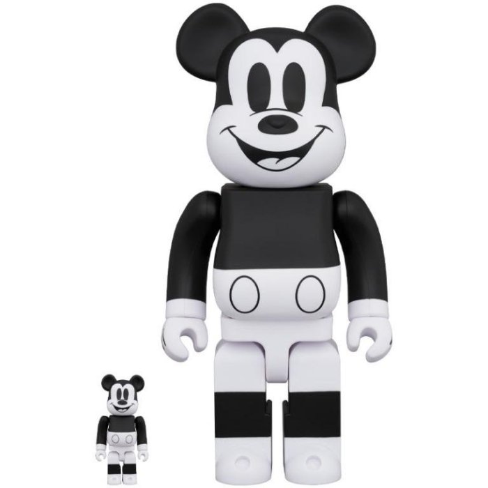 金錢貓雜貨 全新 Bearbrick 400% + 100% Mickey Mouse 米奇 米老鼠 黑 + 白