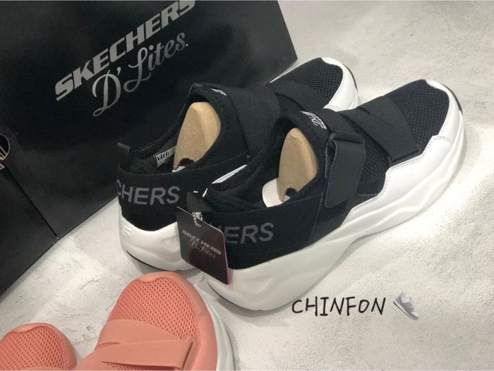 慶豐體育? skechers D'LITES AIRY休閒鞋 慢跑鞋 襪套式 繃帶鞋 粉 黑 白 熊貓 記憶軟墊