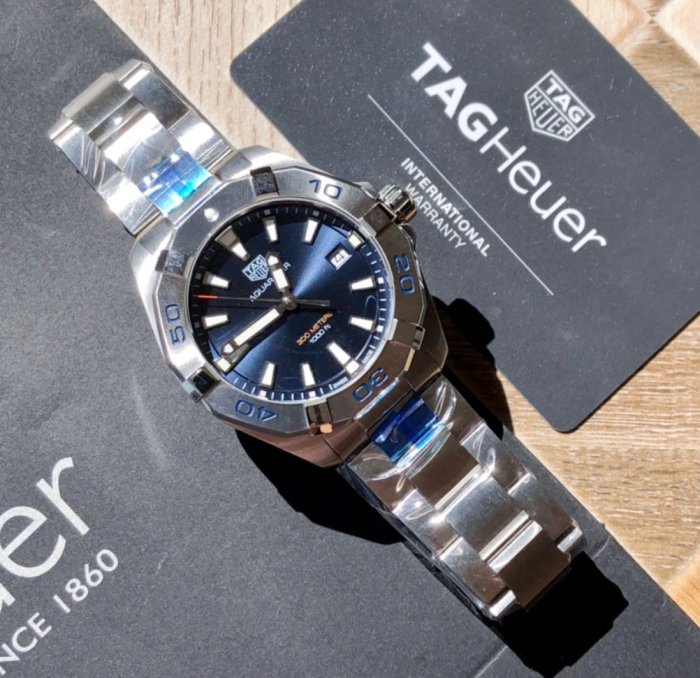 TAG HEUER Aquaracer 藍色面錶盤 銀色不鏽鋼錶帶 石英 男士手錶 WBD1112.BA0928 豪雅 競潜 300M
