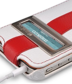 【Melkco】出清現貨 下翻來電顯開框白紅直Apple蘋果 iPhone 4S 4 皮套保護殼保護套手機殼手機套