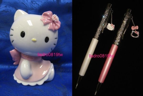 現貨~全新正品 Hello Kitty (NAO LLADRO 西班牙瓷偶+施華洛世奇水晶筆)共2件(禮物)