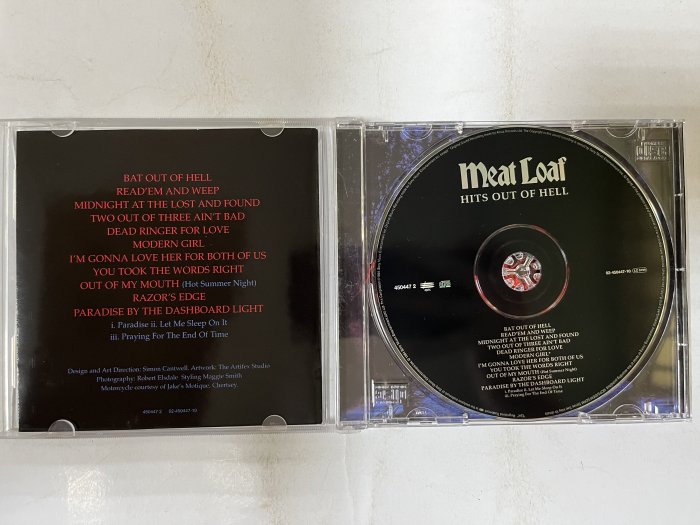 昀嫣音樂(CD85)  MEAT LOAF HITS OUT OF HELL 1984年 有磨損微紋 保存如圖 售出不退