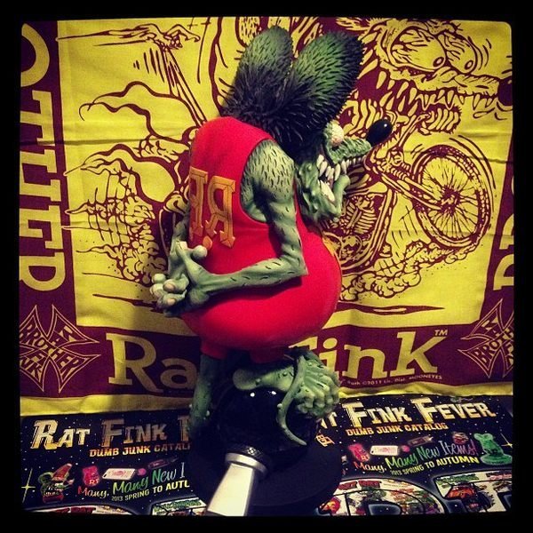 (I OVE樂多)(全球限量50体)RAT FINK RF8號球老鼠芬克雕像(手工精雕極具收藏價值)