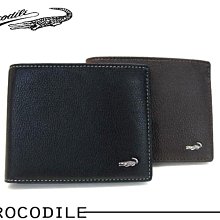 【寧寧精品*台中30年皮件店＊24H快速到貨＊】Crocodile 鱷魚附拉鏈黑色咖啡色牛皮真皮短夾*11011-2