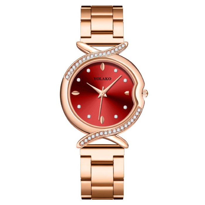 手錶外貿爆款新品時尚鑲鉆女士手表女表石英表鋼帶款腕表加工