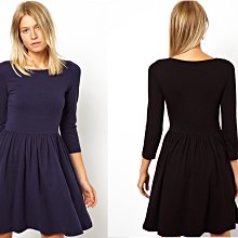 (嫻嫻屋) 英國ASOS新品-英倫時尚名媛Skater Dress傘狀裙藍色洋裝 現貨UK6 UK12
