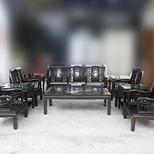 【二手家具】台北百豐悅中古家具-稀有黑檀木全實木鑲貝十件組客廳組椅木製沙發泡茶桌椅台北古董家具新北古董家具宜蘭古董家具