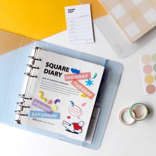 ❅PAVEE❅ 韓國Jamstudio~ Square Diary A6 Wide 光彩閃耀 寬版活頁萬年萬用手冊手帳