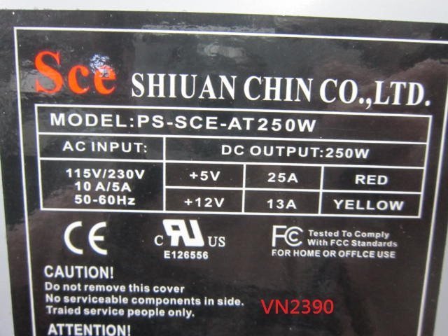 【全冠】SCE 電源供應器 250W PS-SCE-AT250W 清倉價1顆/350元(VN2390)