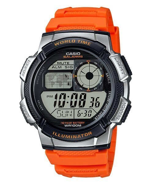 CASIO手錶 經緯度 百米防水 仿飛機儀表面板 LCD模擬指針 台灣代理公司貨保固【↘】AE-1000W-4B