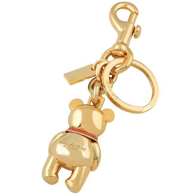 美國 COACH 金色泰迪熊TEDDY BEAR 3D立體玩偶鑰匙圈 吊飾 /全新商品