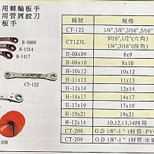 ㊣宇慶S網拍小舖㊣ (台) 冷凍用棘輪板手,銅管用管屑絞刀,棘輪板手 H-08x10 8x10