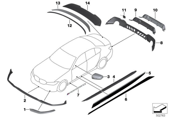 【B&M 原廠精品】BMW G20 G21 新3系 原廠  M performance 前下巴 前定風翼 水箱罩 後下擾流 後視鏡 側裙 貼紙 尾翼 空力套件