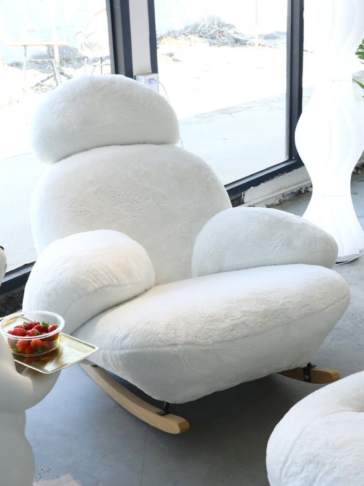 大白搖椅沙發法式奶油風單人客廳臥室陽臺休閑輕奢懶人沙發椅